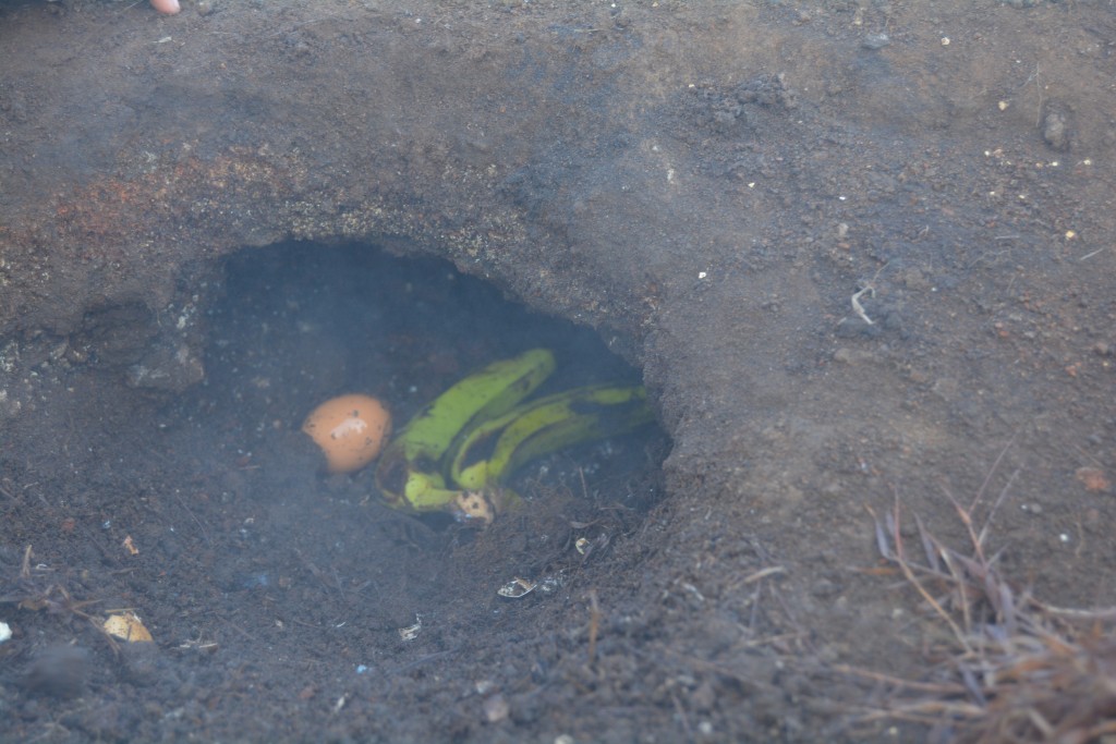 Kogte æg og banan på Batur Bali